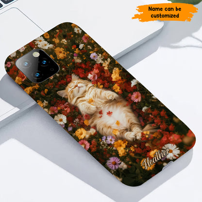 Cozy Cat in Flowers Personalized Phone Case