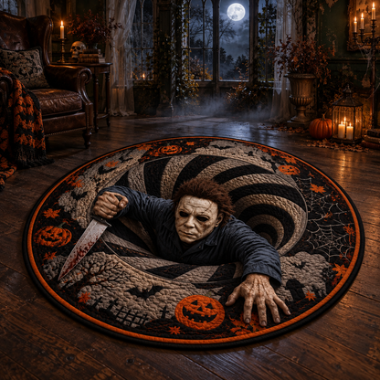 Michael Myers 3D Illusion Halloween Round Rug – The Night He Came Home