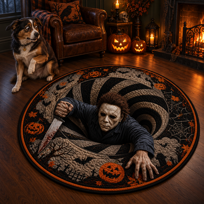 Michael Myers 3D Illusion Halloween Round Rug – The Night He Came Home