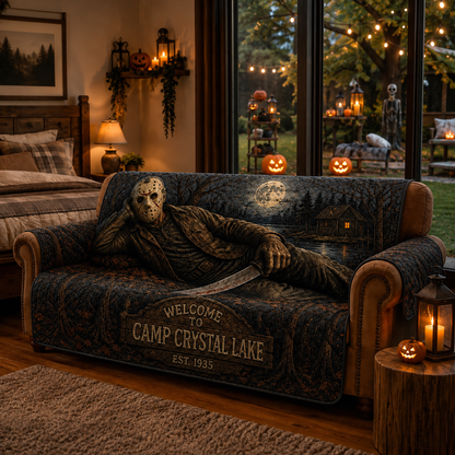 Camp Crystal Lake Horror Sofa Cover – Halloween Horror Quilted Home Decor