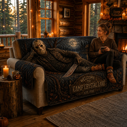 Camp Crystal Lake Horror Sofa Cover – Halloween Horror Quilted Home Decor