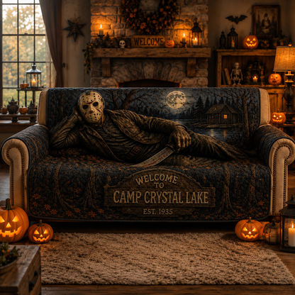 Camp Crystal Lake Horror Sofa Cover – Halloween Horror Quilted Home Decor