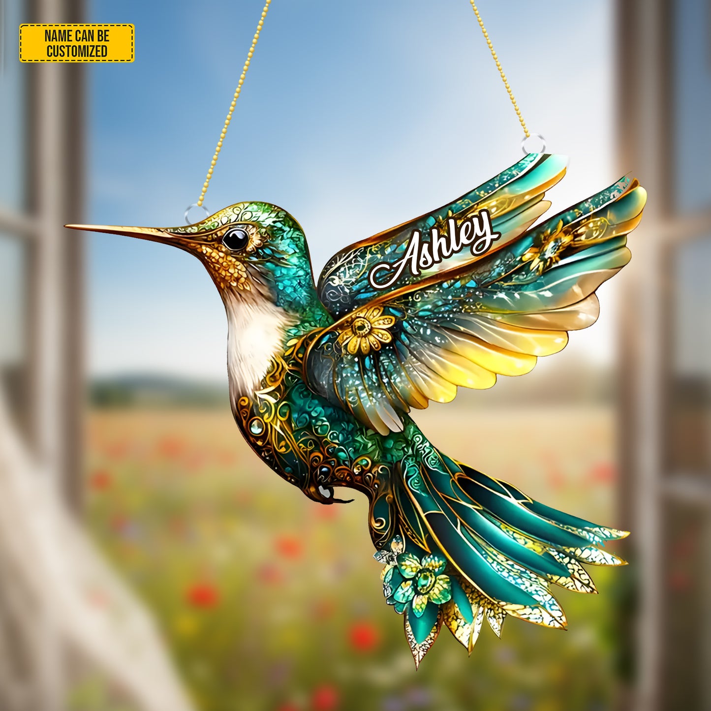 Colorful Hummingbird - Personalized Acrylic Window
