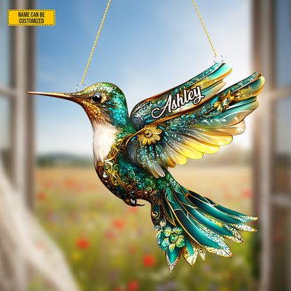 Colorful Hummingbird - Personalized Acrylic Window