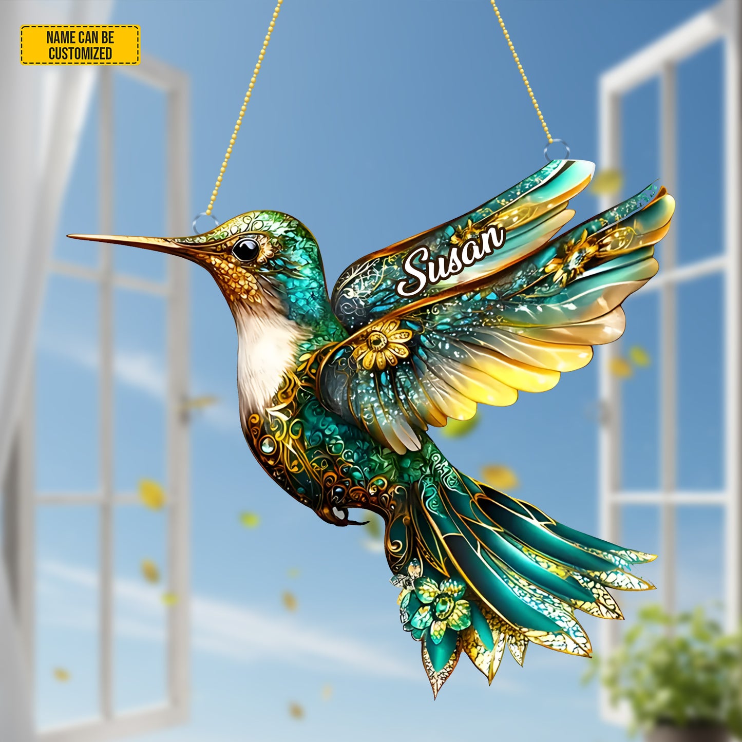 Colorful Hummingbird - Personalized Acrylic Window