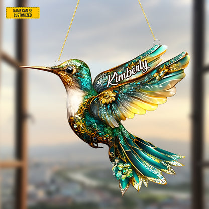 Colorful Hummingbird - Personalized Acrylic Window