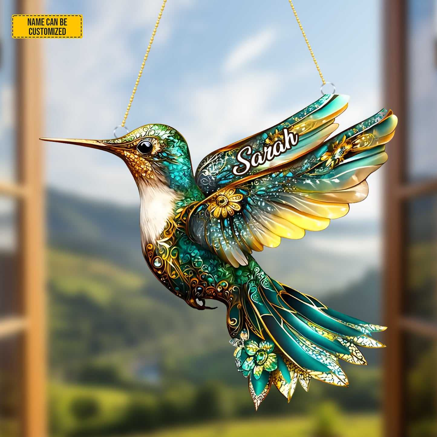 Colorful Hummingbird - Personalized Acrylic Window