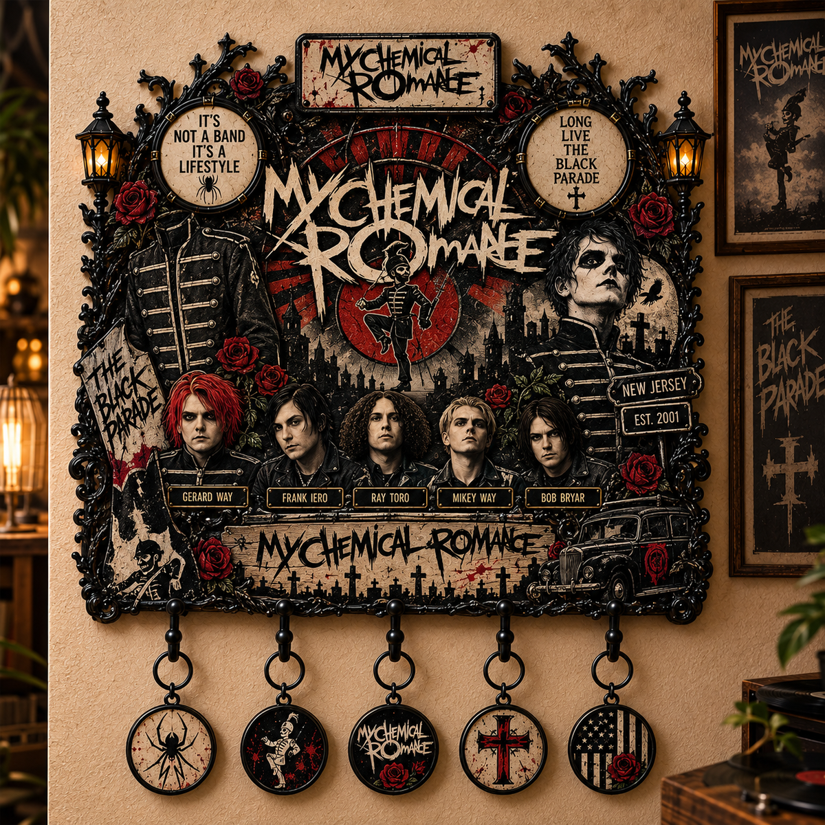 My Chemical Romance The Black Parade Wall Key Holder – Gothic Rock Music Decor, MCR Fan Gift