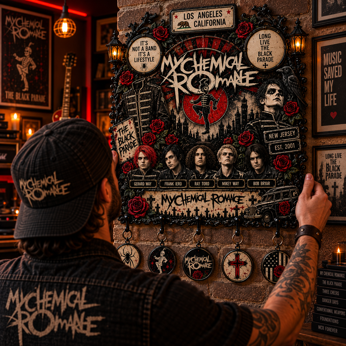 My Chemical Romance The Black Parade Wall Key Holder – Gothic Rock Music Decor, MCR Fan Gift