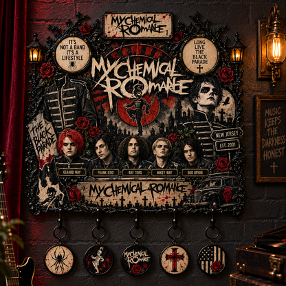 My Chemical Romance The Black Parade Wall Key Holder – Gothic Rock Music Decor, MCR Fan Gift