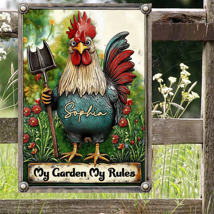 My Garden My Rules - Personalized Gardening Rectangle Metal Sign