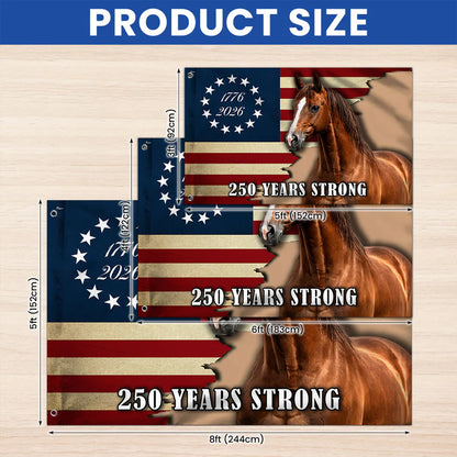 250 Years Strong Horse American Flag for Farm Patriotic Decor