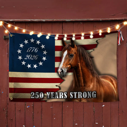 250 Years Strong Horse American Flag for Farm Patriotic Decor