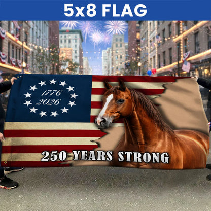 250 Years Strong Horse American Flag for Farm Patriotic Decor