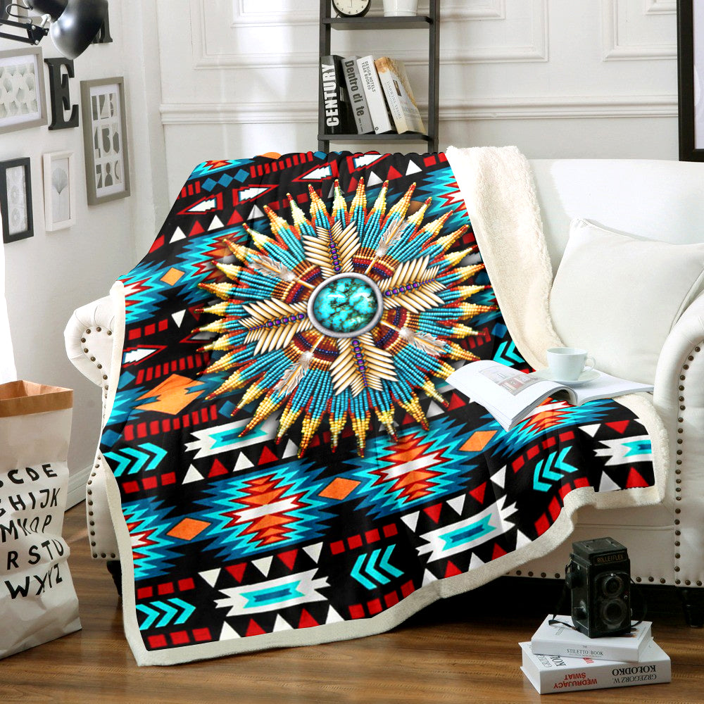 Native American Inspired Sherpa Fleece Blanket TM