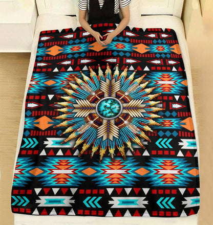 Native American Inspired Sherpa Fleece Blanket TM