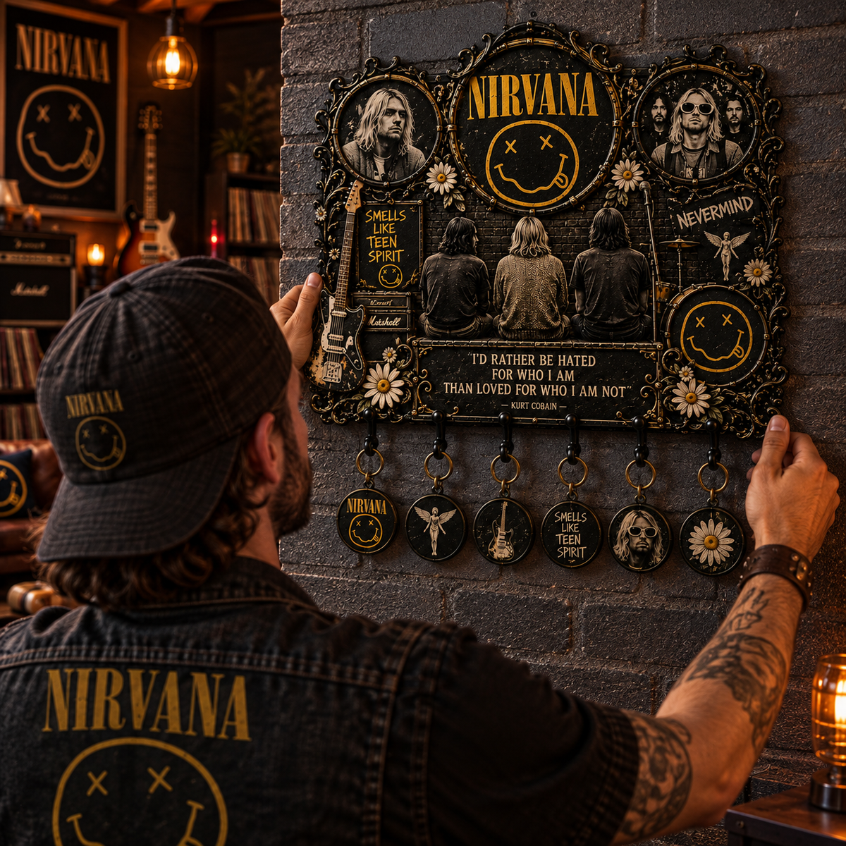 Nirvana Smells Like Teen Spirit Vintage Rock Wall Key Holder – Music Legend Wall Key Rack