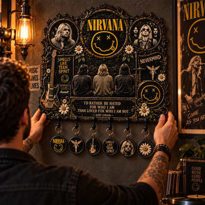 Nirvana Smells Like Teen Spirit Vintage Rock Wall Key Holder – Music Legend Wall Key Rack