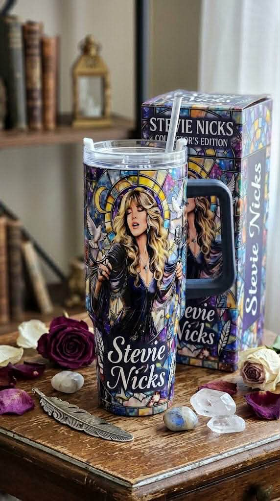 Gypsy Hippie Vintage Rock Floral Tumbler With Handle 40oz