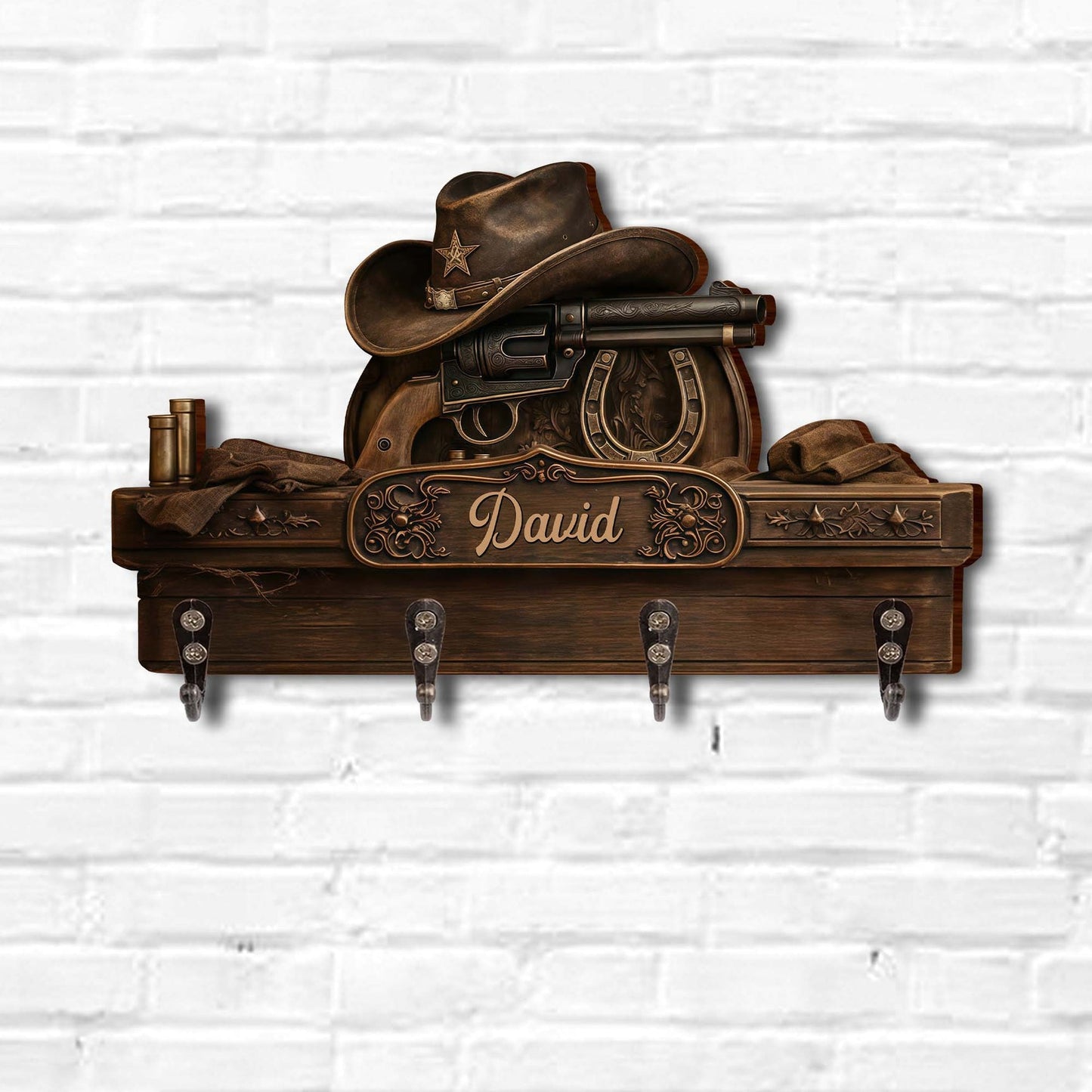 A True Cowboy Spirit, Personalized Key Holder, Gift For Him and Cowboy Lovers