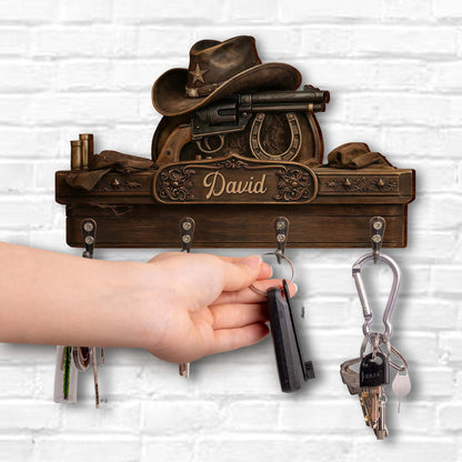 A True Cowboy Spirit, Personalized Key Holder, Gift For Him and Cowboy Lovers