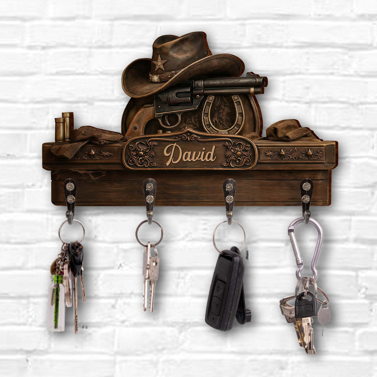 A True Cowboy Spirit, Personalized Key Holder, Gift For Him and Cowboy Lovers