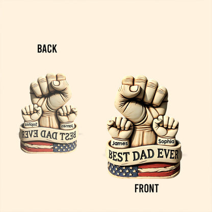 Dad And Kids Hands - Personalized Father Custom Shaped Acrylic Plaque