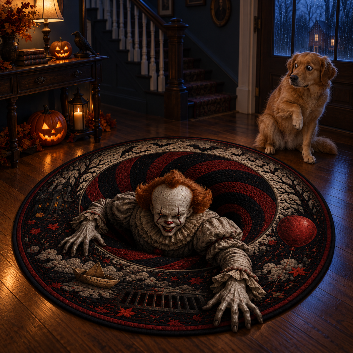 Pennywise Derry Nightmare 3D Illusion Halloween Round Rug
