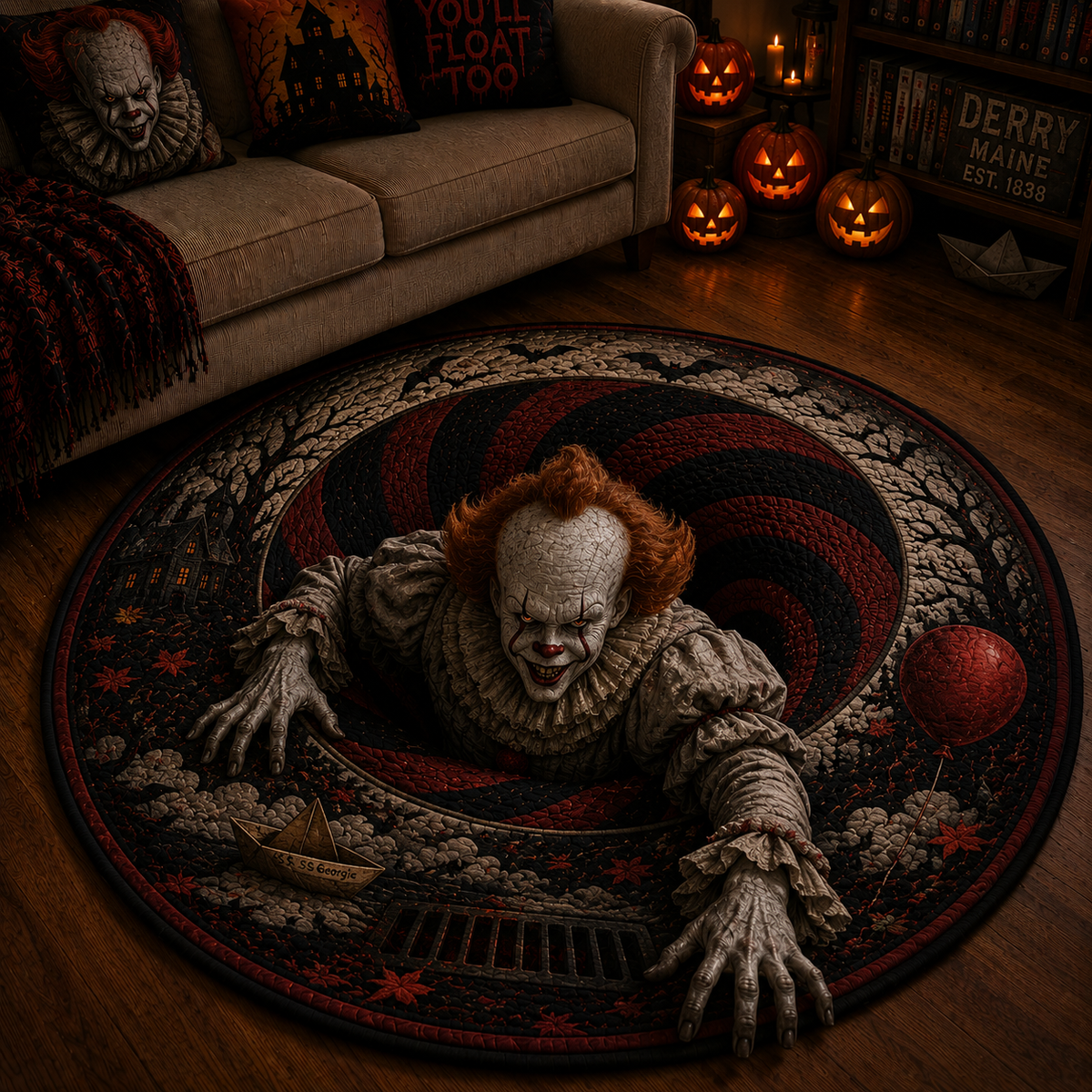 Pennywise Derry Nightmare 3D Illusion Halloween Round Rug