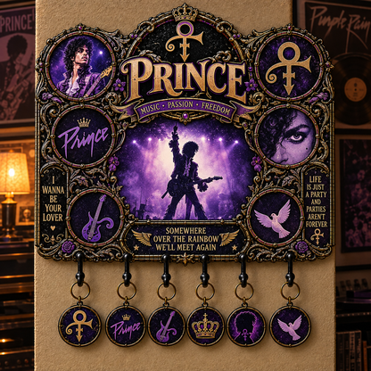 Prince Music Passion & Freedom Tribute Key Holder – Music Legend Wall Key Rack