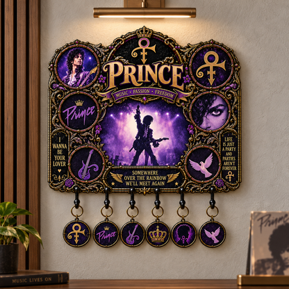 Prince Music Passion & Freedom Tribute Key Holder – Music Legend Wall Key Rack