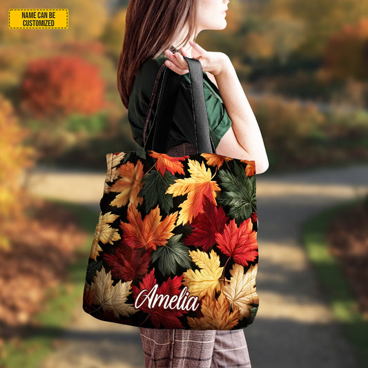 Personalized Autumn Leaves Tote Bag