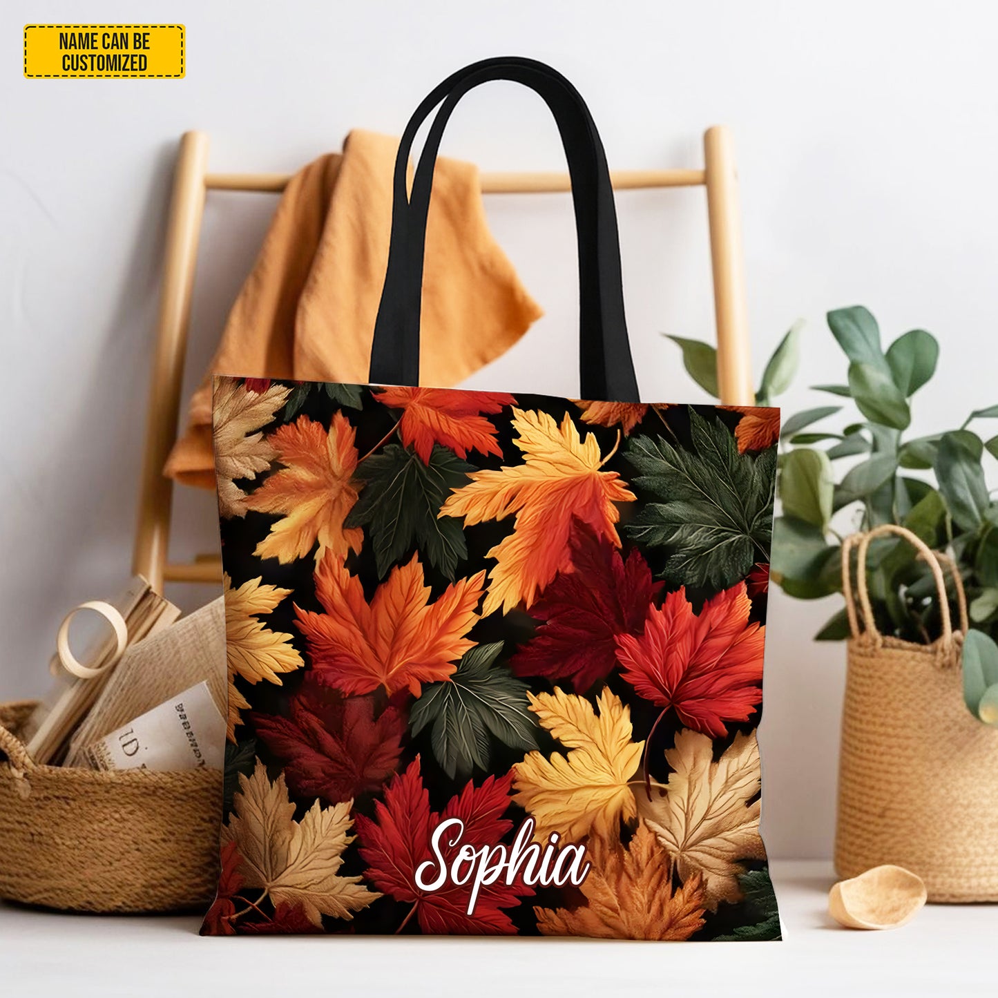 Personalized Autumn Leaves Tote Bag