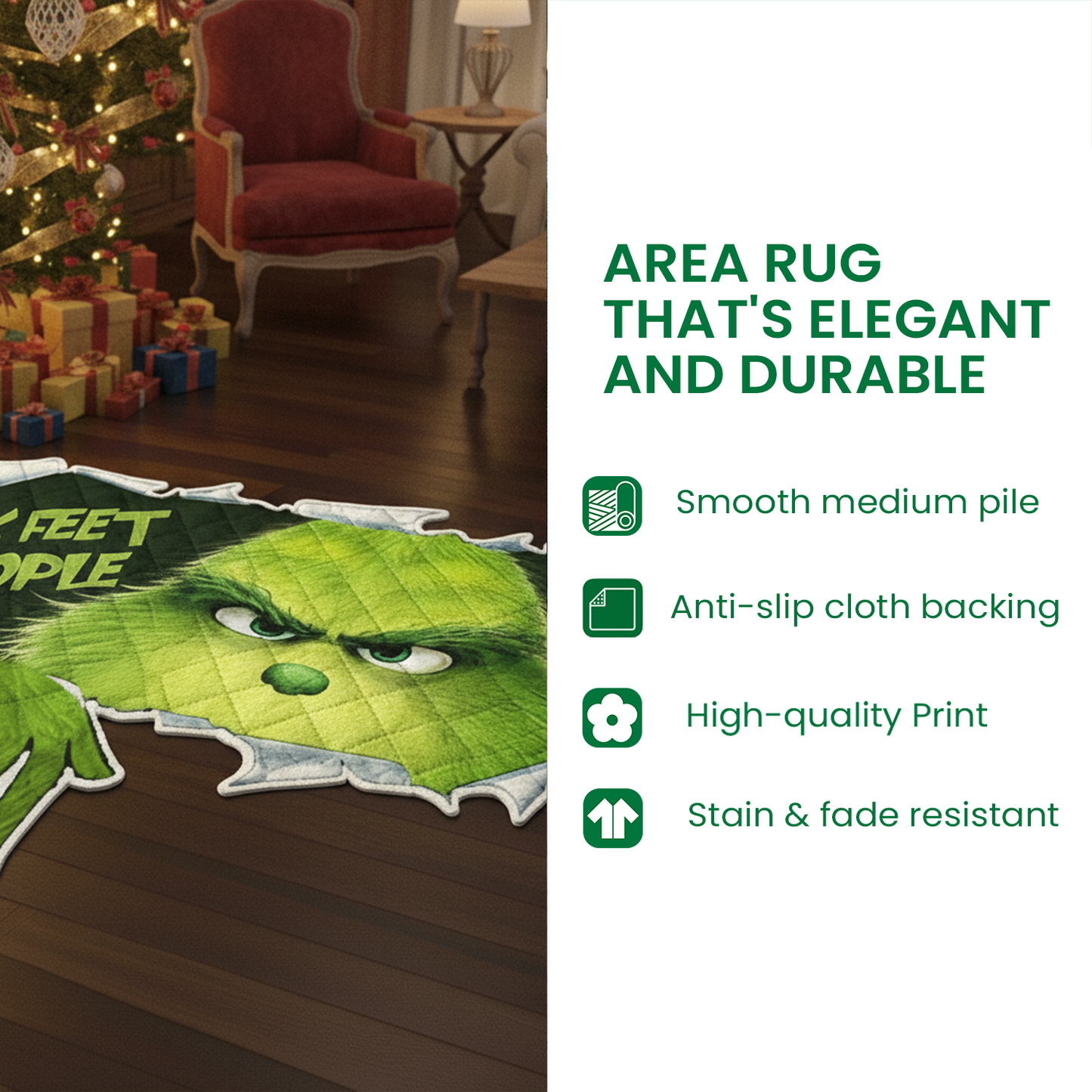 Stay Back, Green Monster’s Christmas Rug