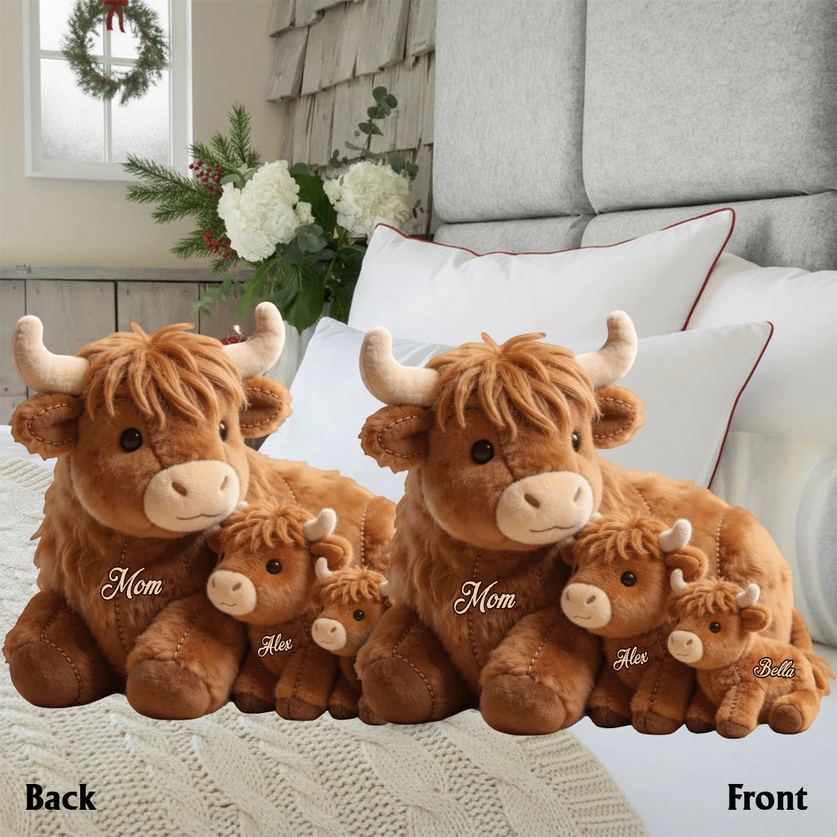 Cute Highland Cow Mama - Personalized Mother Shaped Pillow
