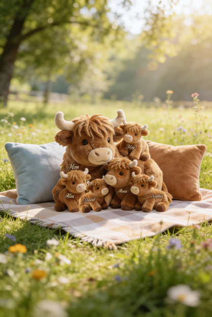 Cute Highland Cow Mama - Personalized Mother Shaped Pillow