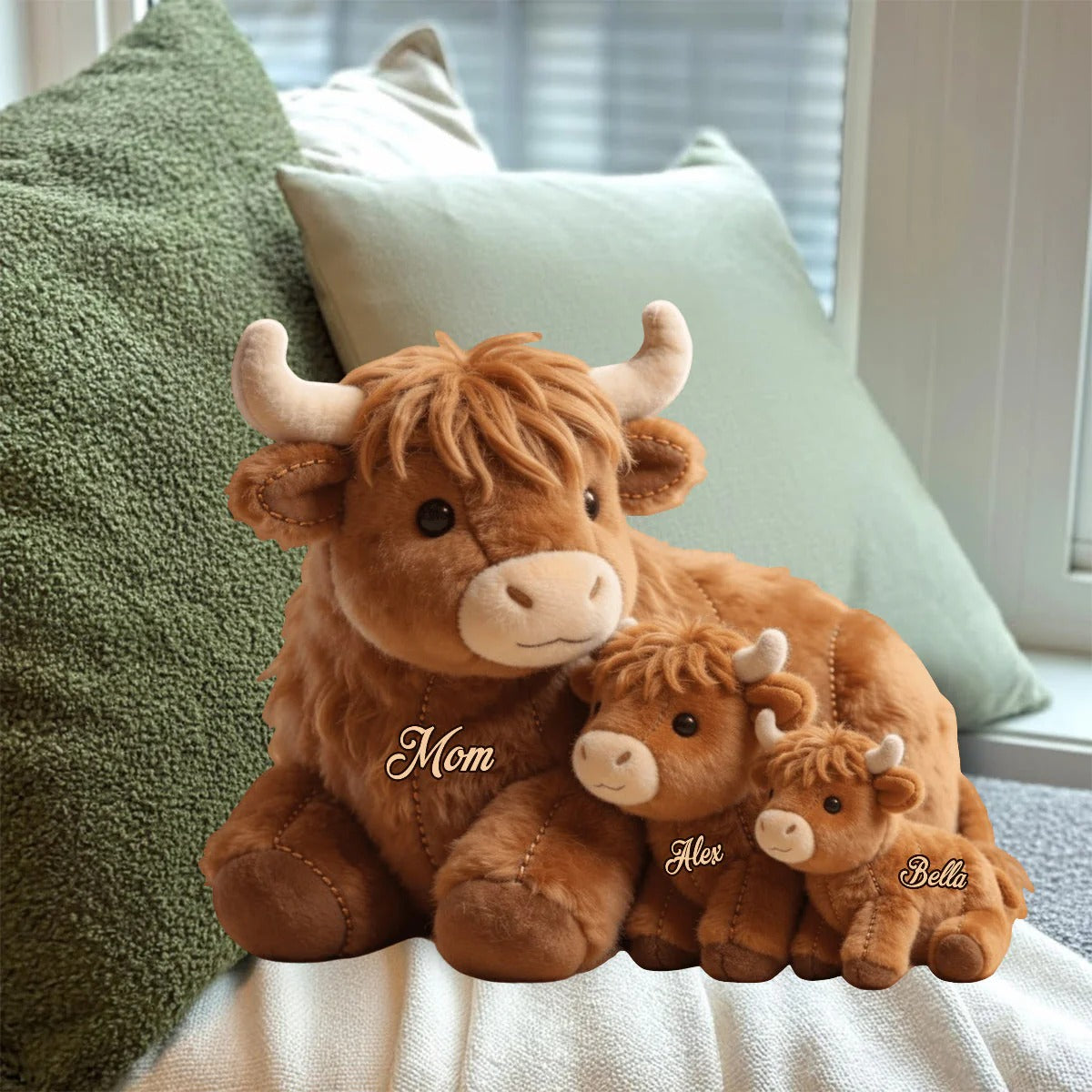 Cute Highland Cow Mama - Personalized Mother Shaped Pillow