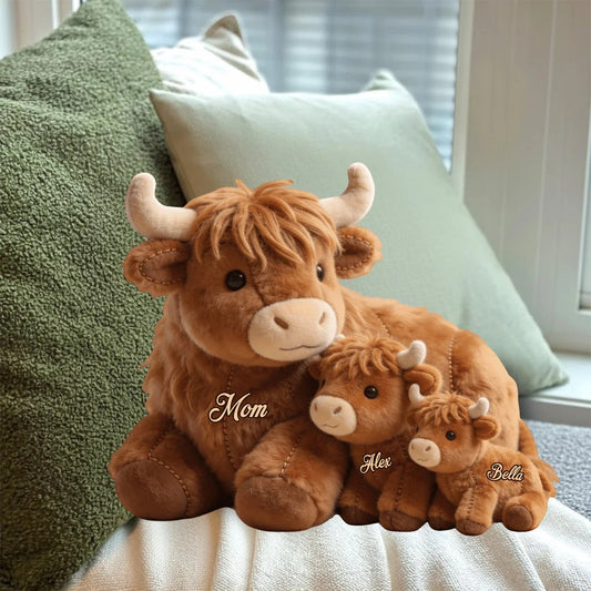 Cute Highland Cow Mama - Personalized Mother Shaped Pillow