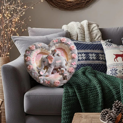 Nana Elephant Gift For Mom, Grandma - Personalized Mom, Grandma Shaped Pillow