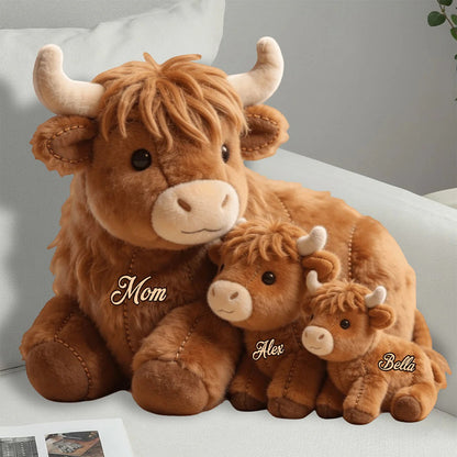 Cute Highland Cow Mama - Personalized Mother Shaped Pillow