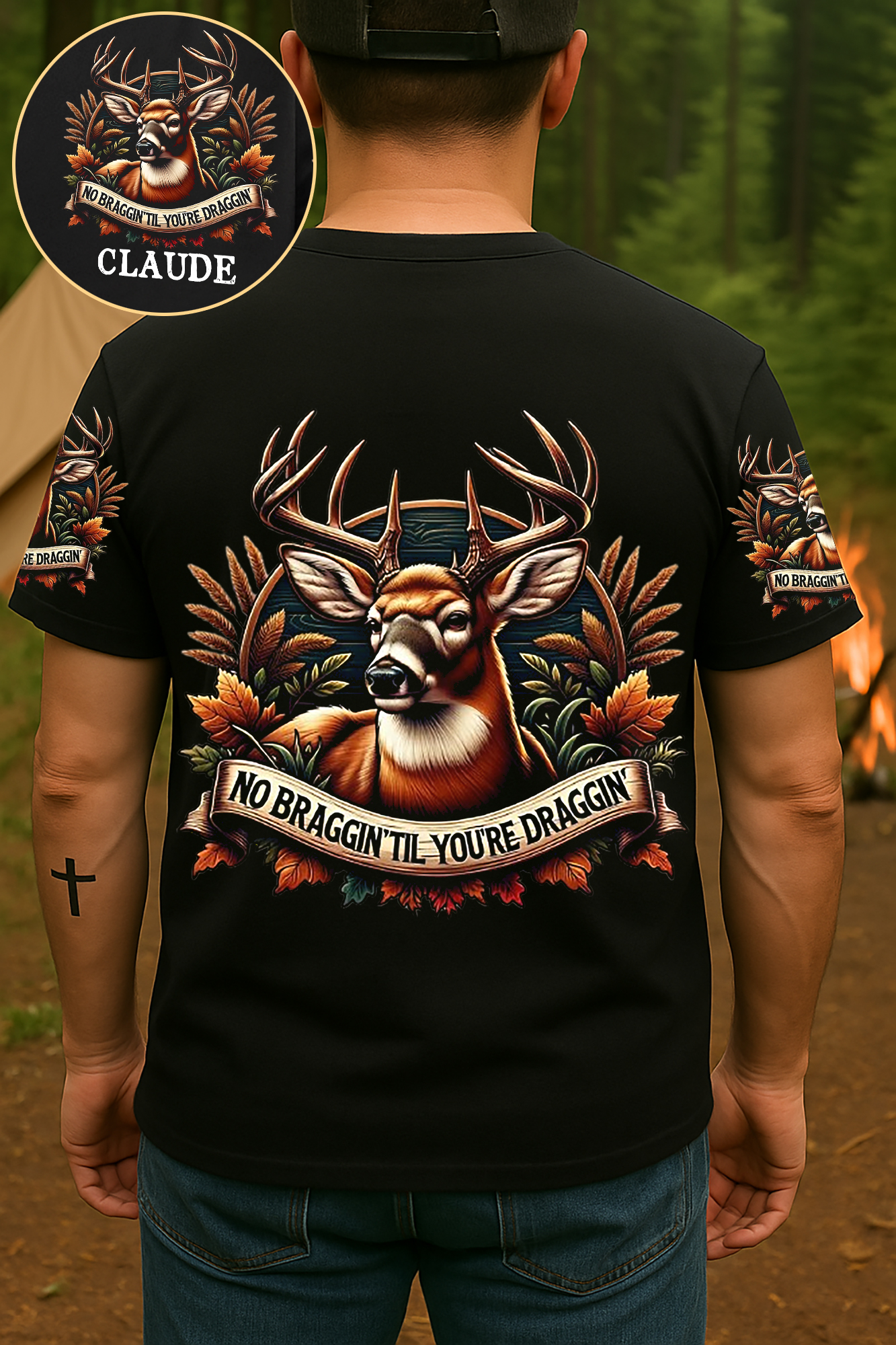 Hunt Hard, Brag Later – Personalized All Over Print Shirt