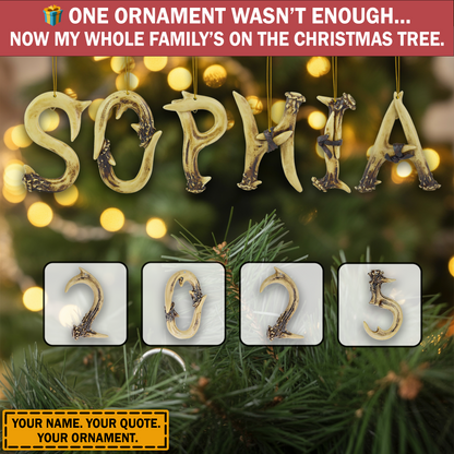 Personalized Antler Alphabet Monogram Ornament