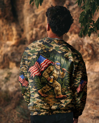 BIGFOOT WITH FLAG CAMOUFLAGE ALL OVER PRINT SHIRT
