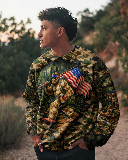 BIGFOOT WITH FLAG CAMOUFLAGE ALL OVER PRINT SHIRT