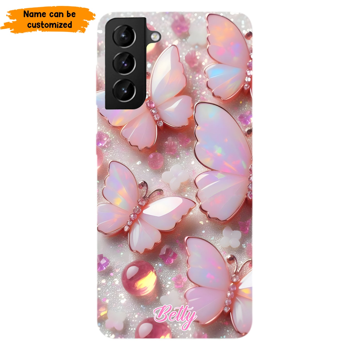 Personalized Pink Opal Butterfly Phone Case