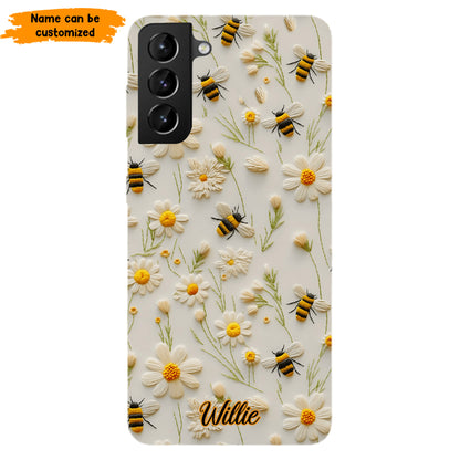 Bee & Daisy Floral - Personalized Phone Case
