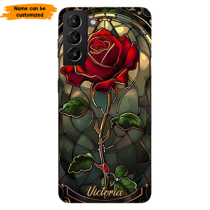 Personalized Stained Glass Rose Phone Case