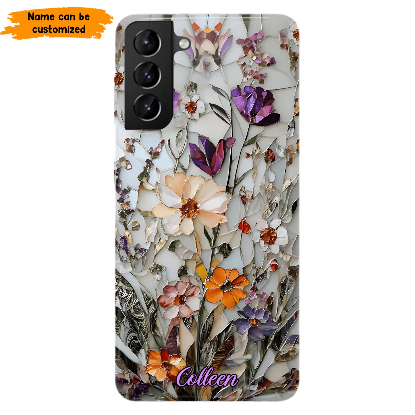 Mosaic Pressed Flowers – Personalized Phone Case