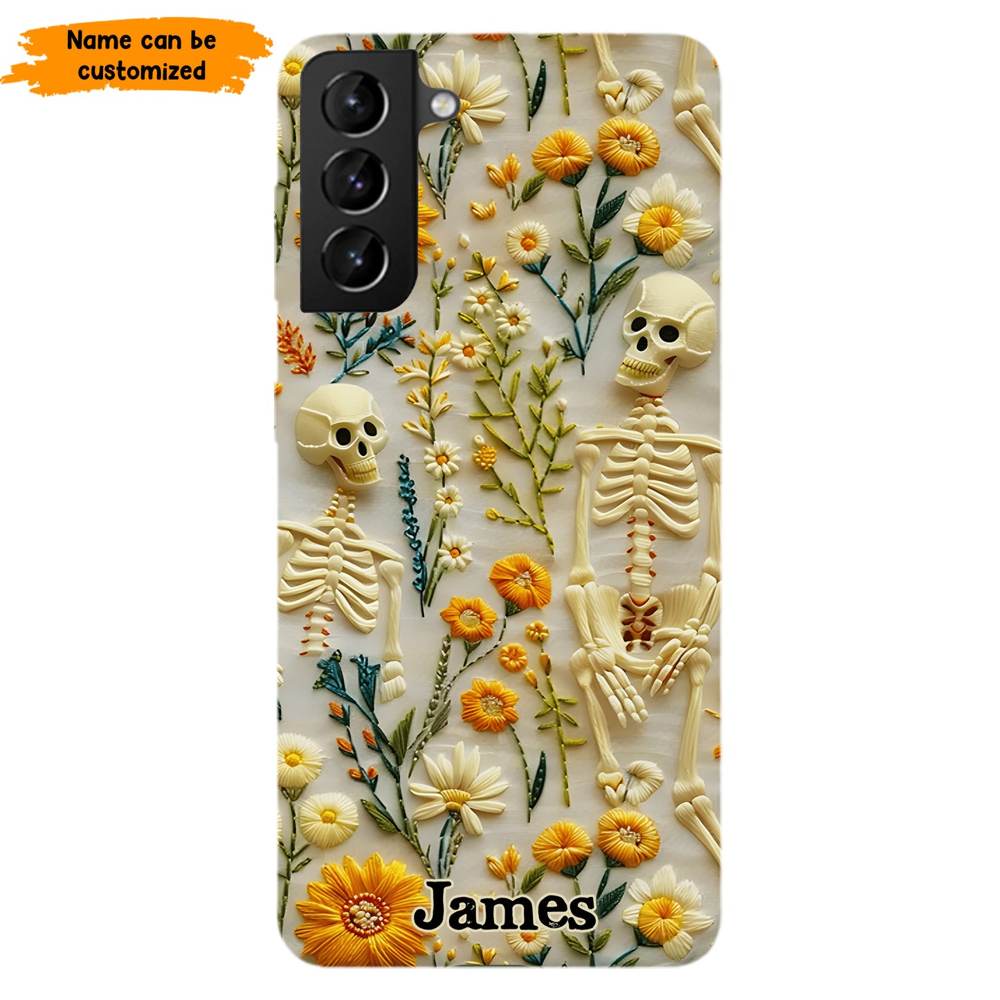 Personalized Skeleton Flower Phone Case