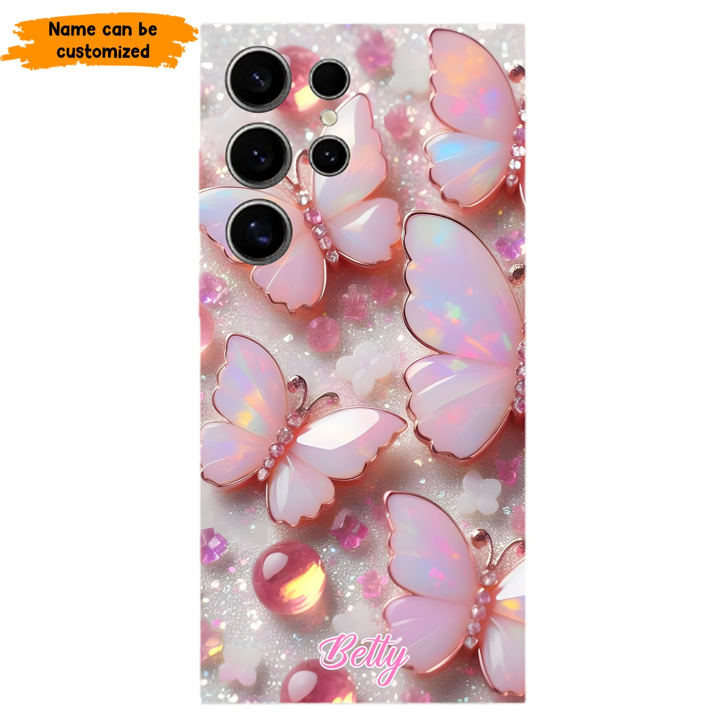 Personalized Pink Opal Butterfly Phone Case